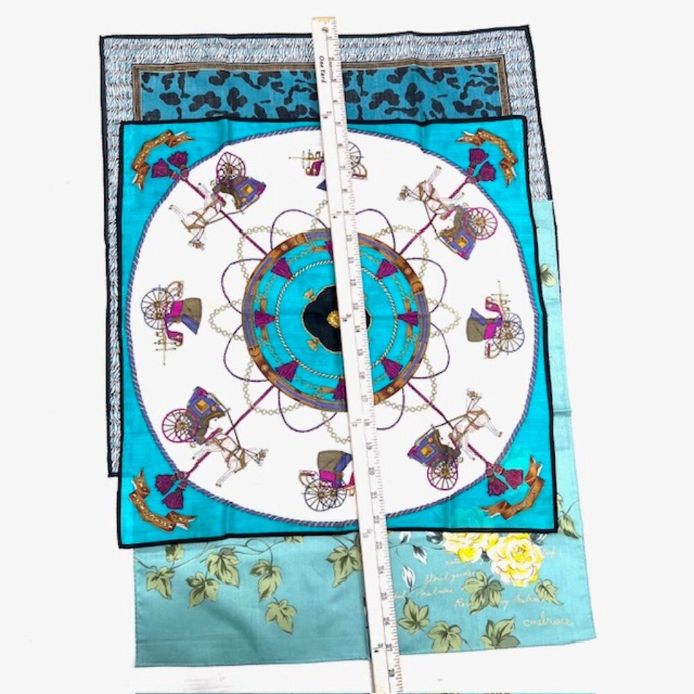 Unused Celine Paris + Melriese & Roch Cearces HandKerchief 19" Greem Beige  (6 - Picture 14 of 14